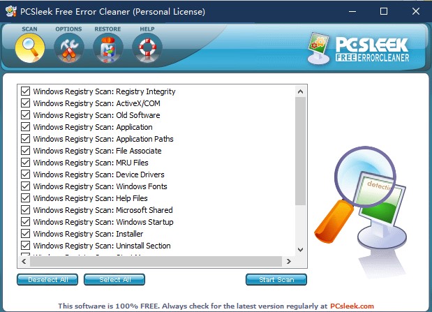 PCSleek Error Cleaner专业破解版 V3.1