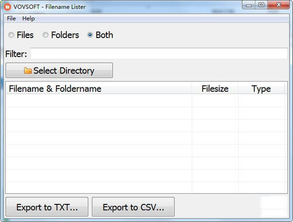 VovSoft Filename Lister便携版 V4.0.0.0